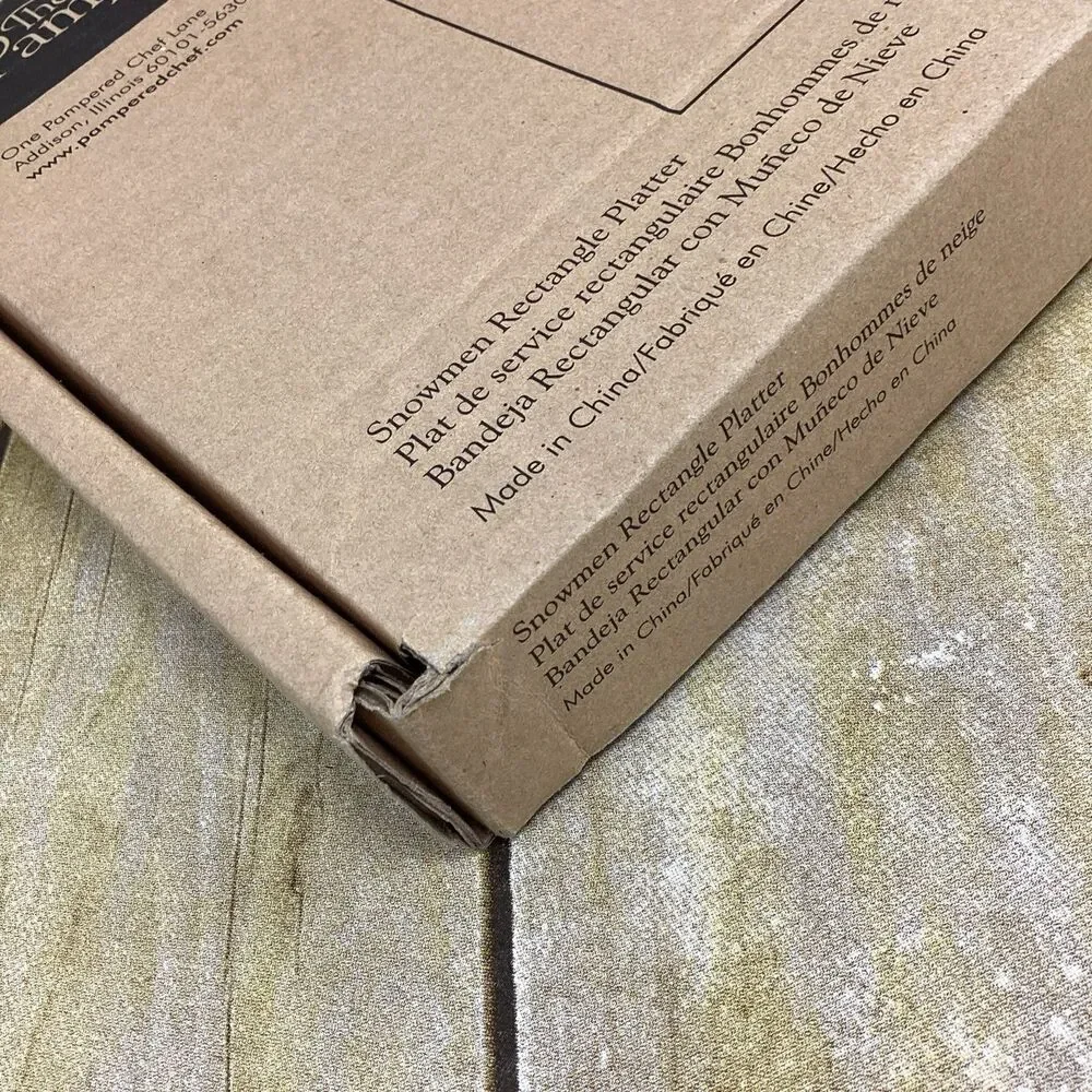Pampered Chef Snowmen Rectangular Platter #2821 New In Box Christmas Decor